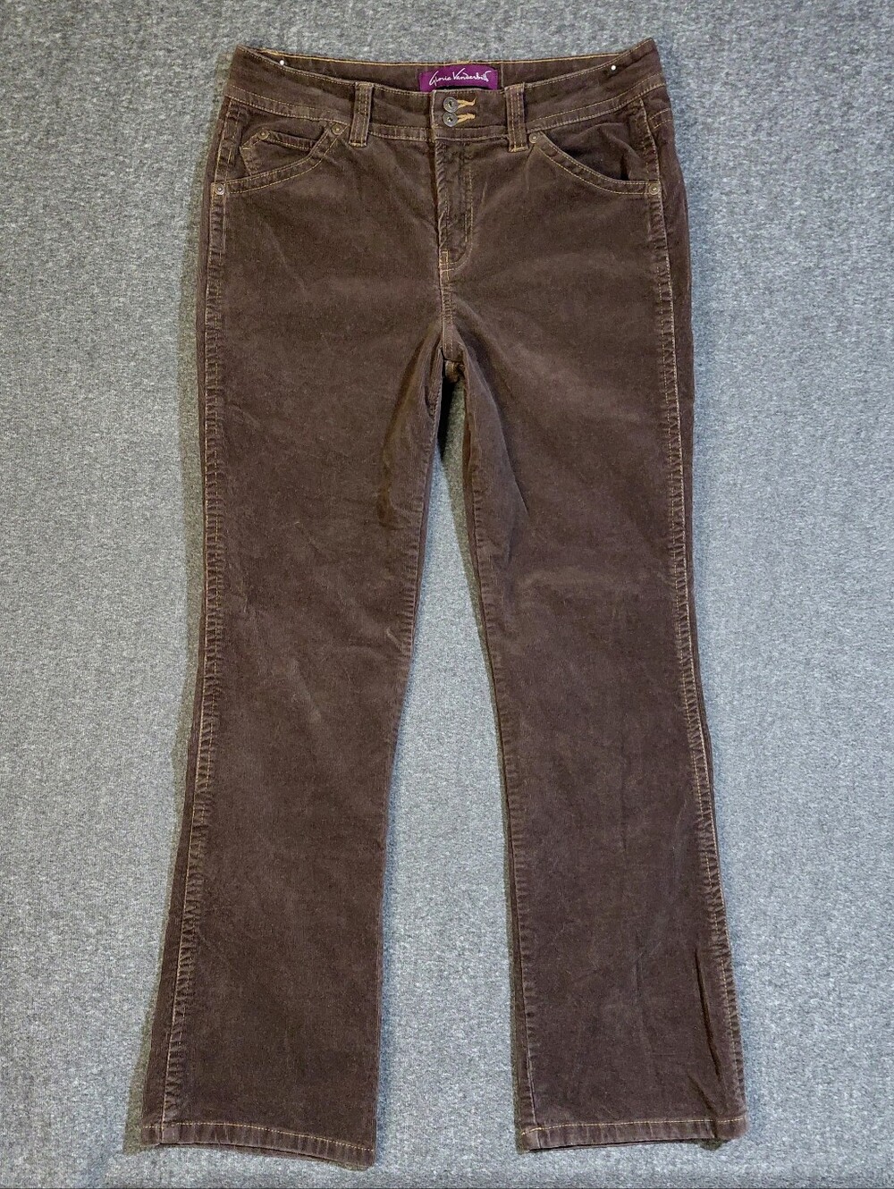 Brown Corduroy Mid Rise Straight Leg Women's Pants Sz 12